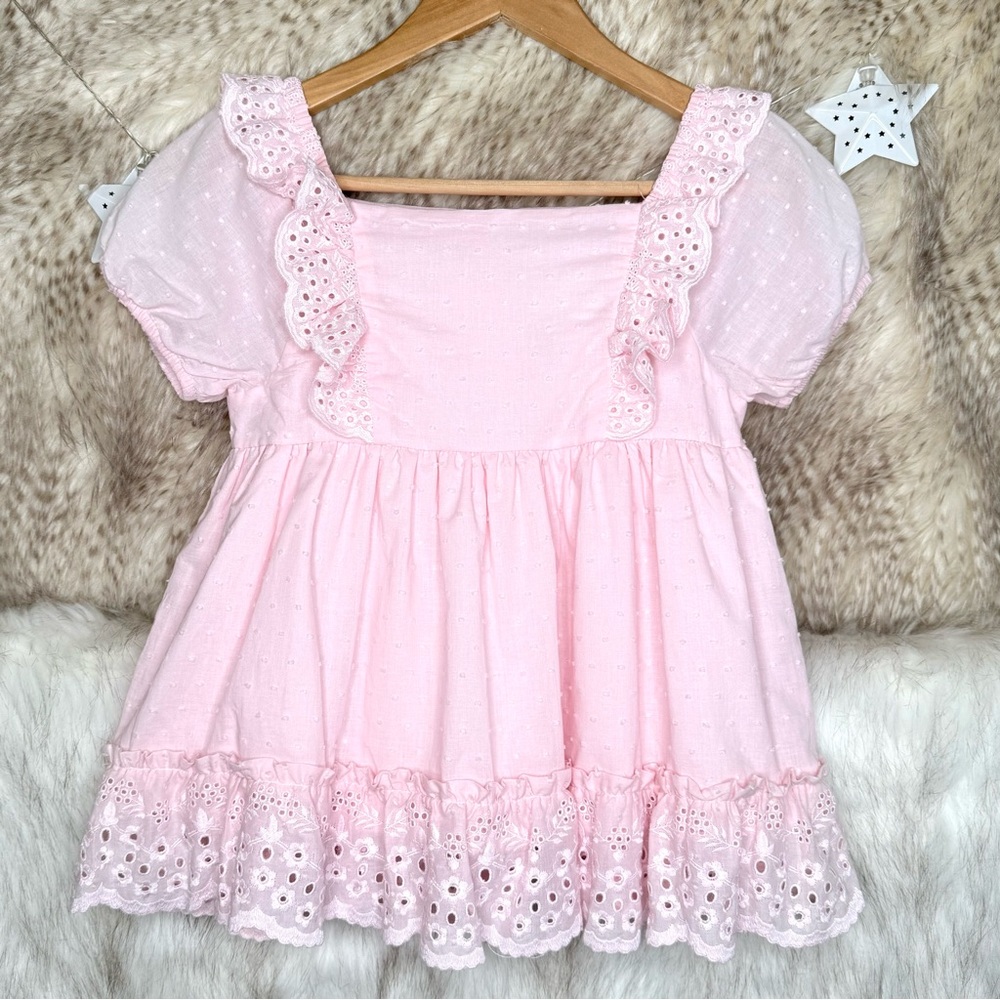 Shabby Chic Pink Eyelet Lace Top